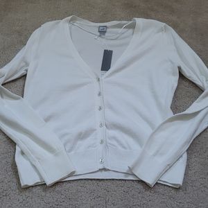 JCPenney White Button Cardigan Small NWT
